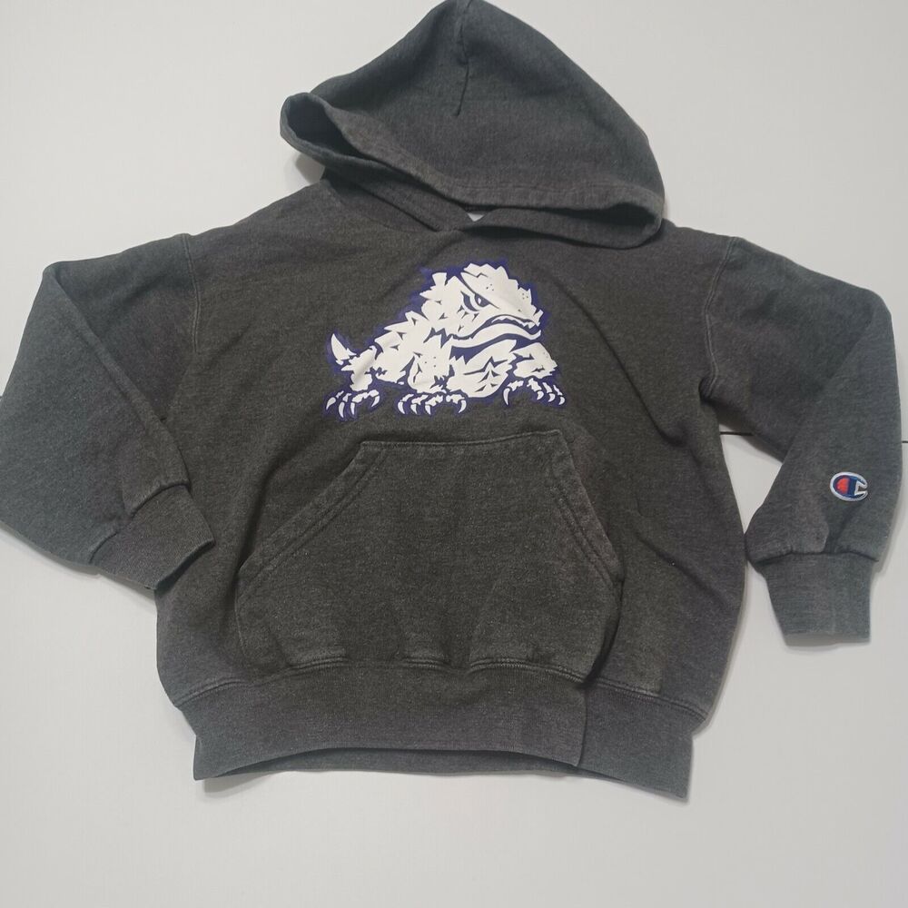 TCU Horned Frogs Champion Girls YXS Hoodie Purple Grey Kangaroo‎ Pocket 4 5
